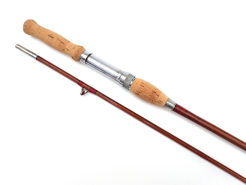 old VINTAGE ANTIQUE FLY FISHING ROD WOOD CASE tackle bamboo split cane cast  pole