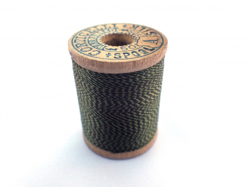 Vintage Orange&Black Jasper Silk Thread Spool for Bamboo Fly Rods 50 Yds Size 00
